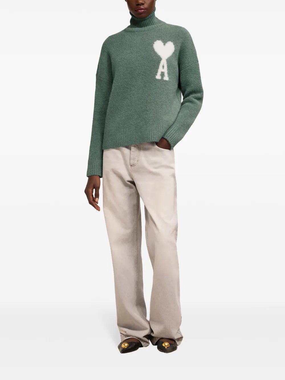 Malhas AMI de Coeur Turtleneck Ami PARIS Verde Unissex