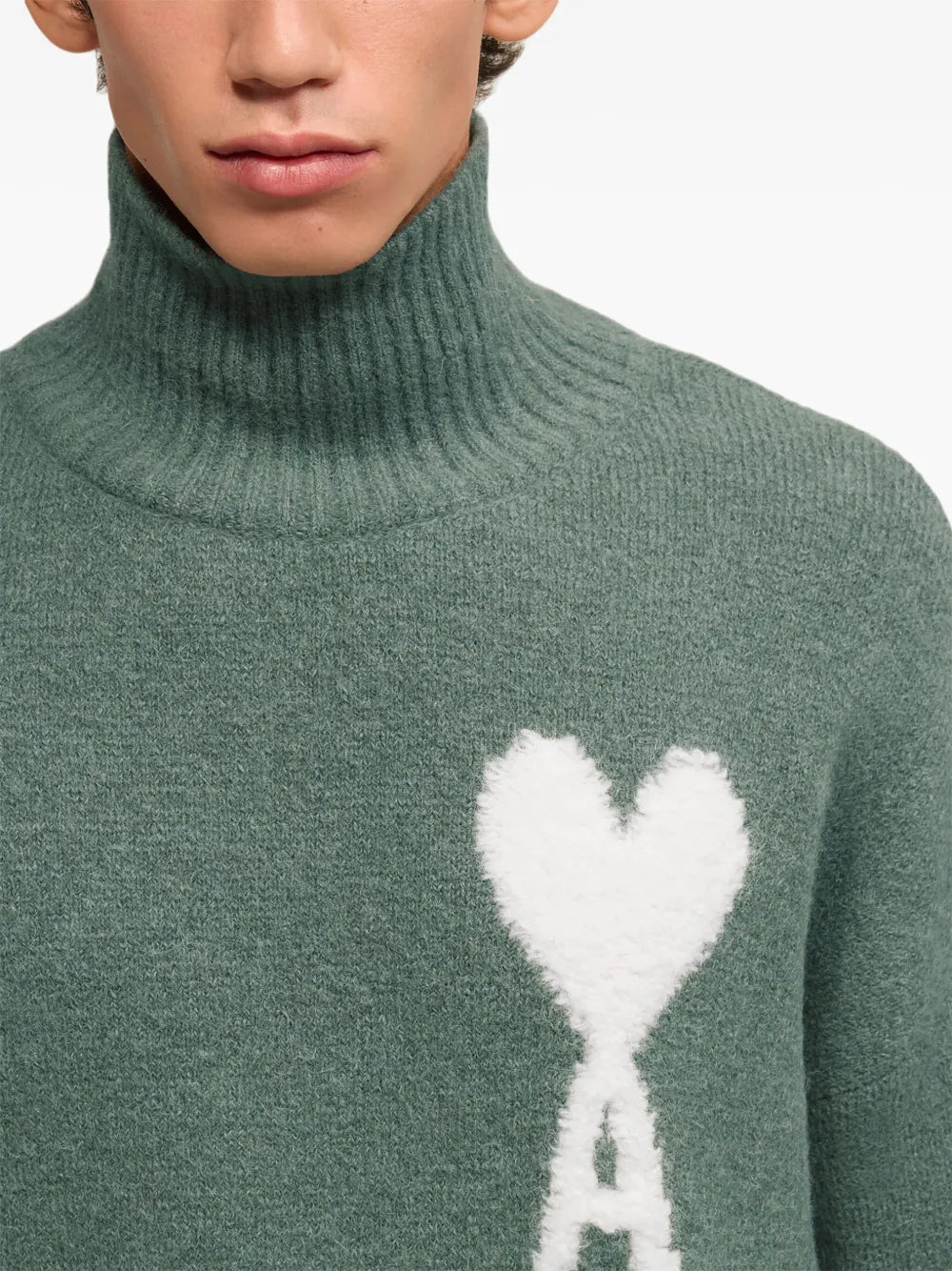 Malhas AMI de Coeur Turtleneck Ami PARIS Verde Unissex