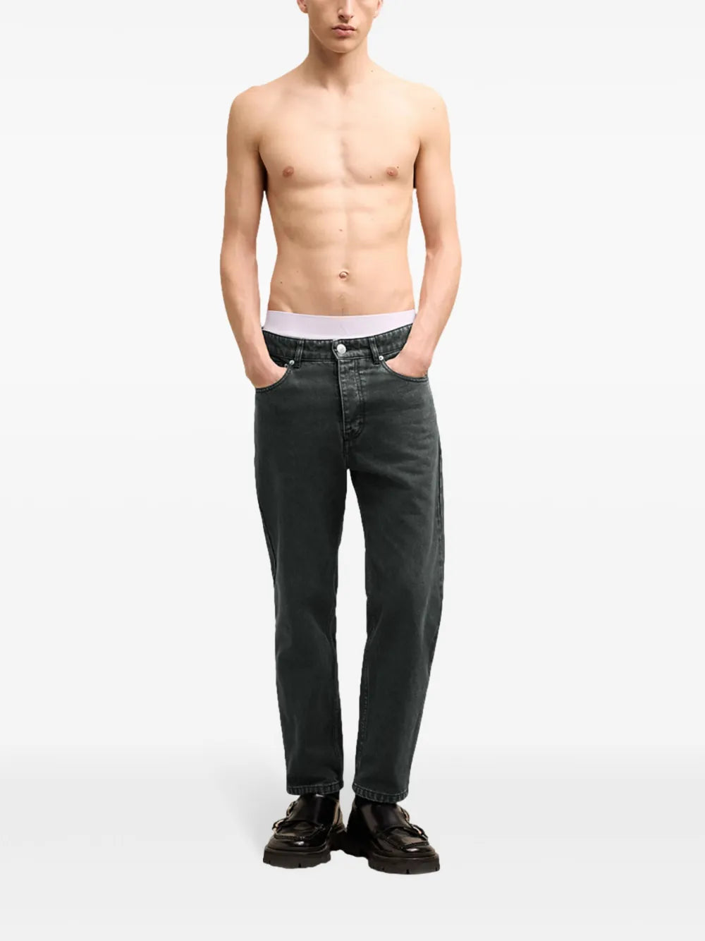 Pantalons Jean tapered Ami PARIS Gris Homme
