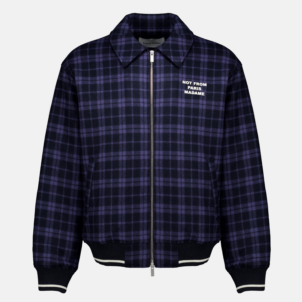 Vestes 네이비 블루 체크 플란넬 슬로건 재킷 Drole De Monsieur Bleu foncé Homme