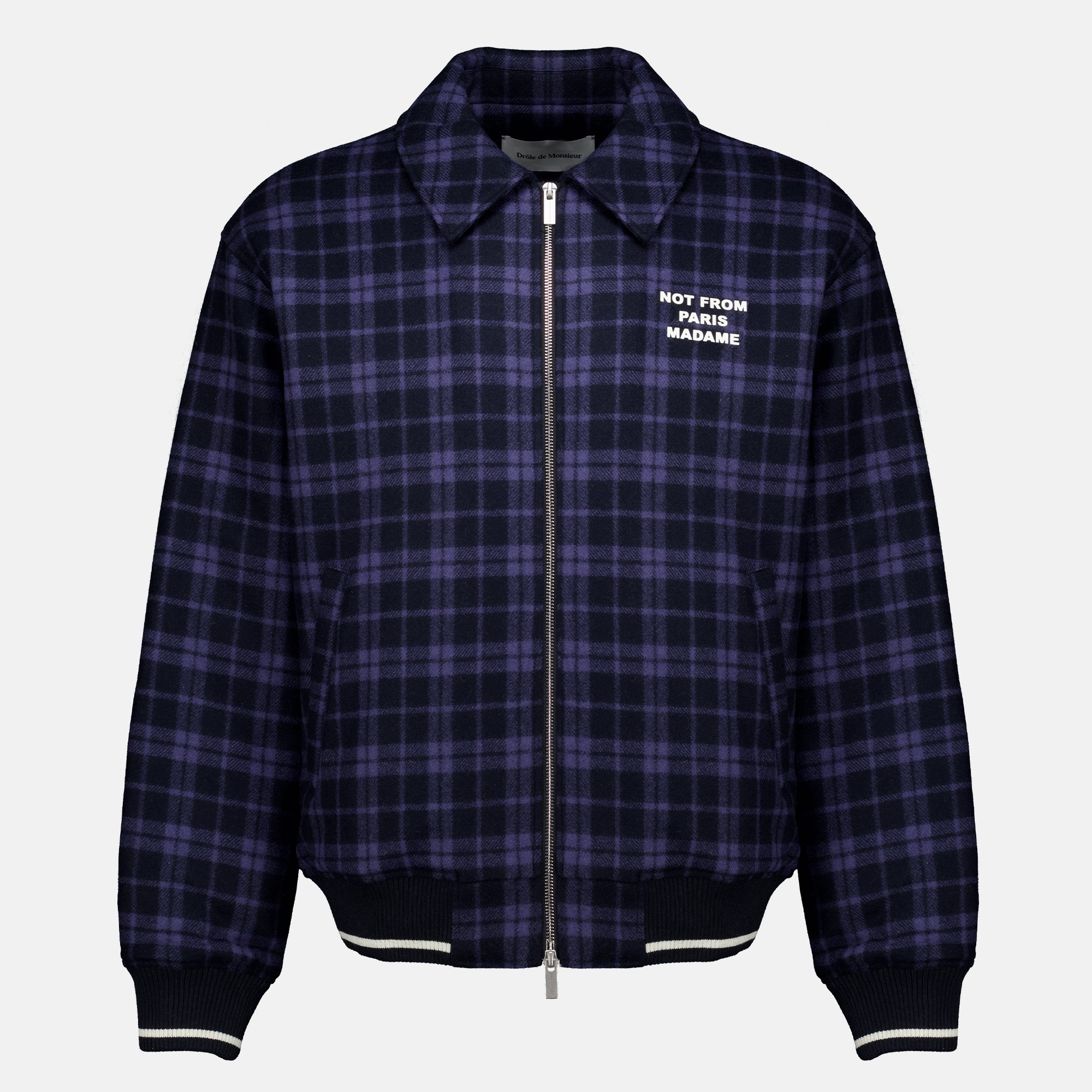 Vestes Veste Slogan Flanelle bleu marine à carreaux Drole De Monsieur Bleu foncé Homme