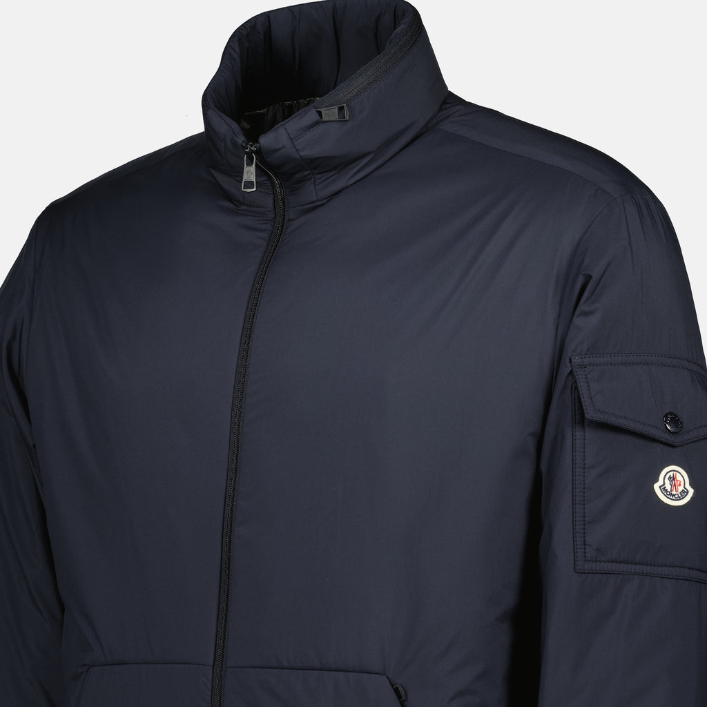 Image of the Moncler Men's Breezes Navy Blue Down Jacket - Spring-Summer 2026 - Detailed View_1