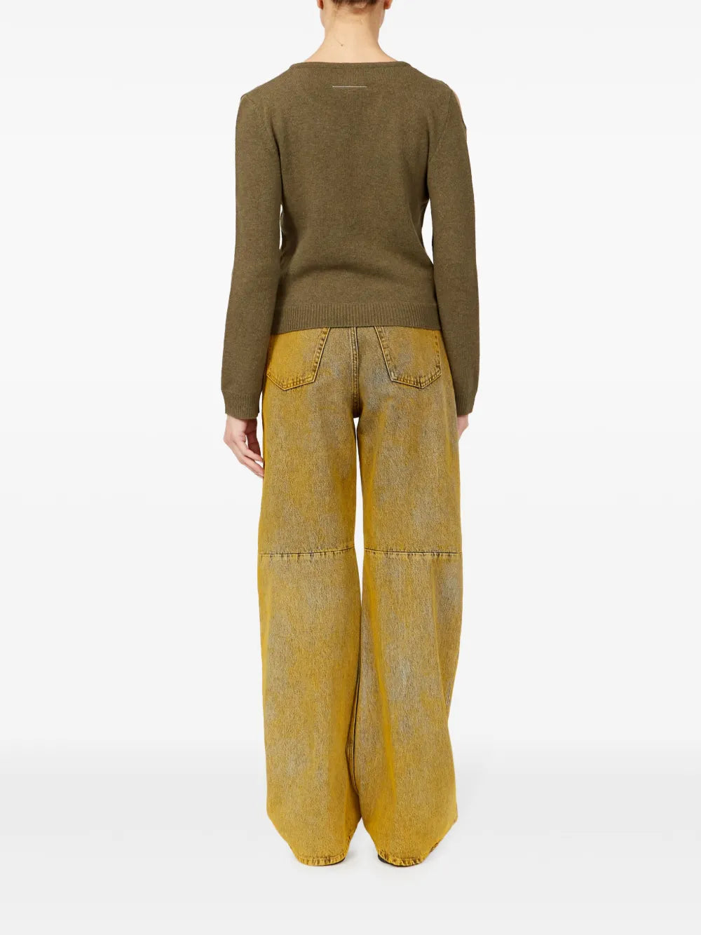 Maille Pull à trous Mm6 Kaki Femme