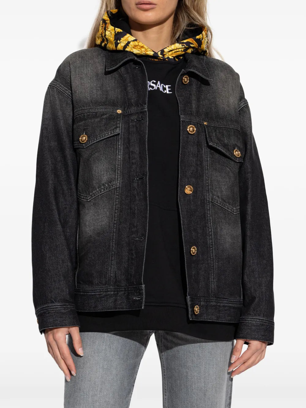 Jackets Barocco Denim Jacket Versace Black Femme