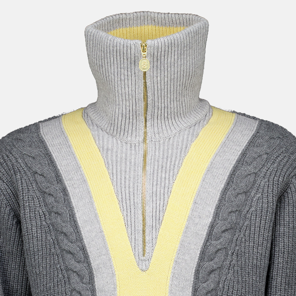 Maille Trucker Half-Zip Sweater Drole De Monsieur Gris Homme