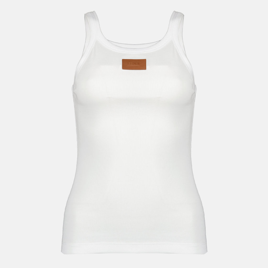 Tops Canotta in Cotone Bianco Fendi Blanc Femme