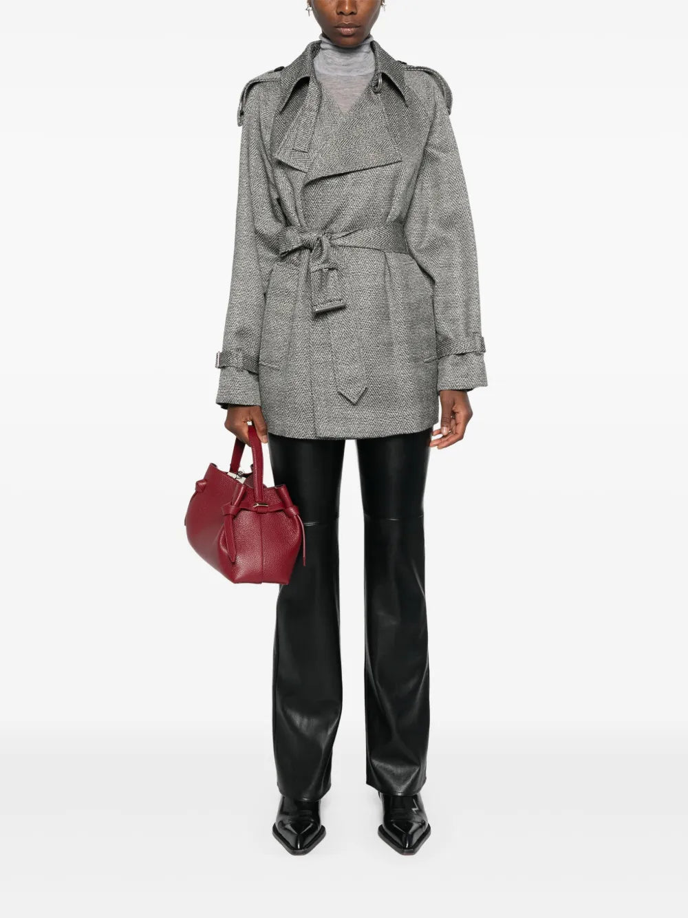 コート ウールとシルクのトレンチコート Burberry グレー Femme