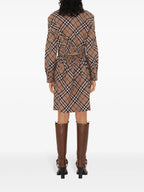 Vestidos Vestido Camisa Xadrez Burberry Bege Femme