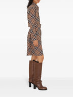 Vestidos Vestido Camisa Xadrez Burberry Bege Femme