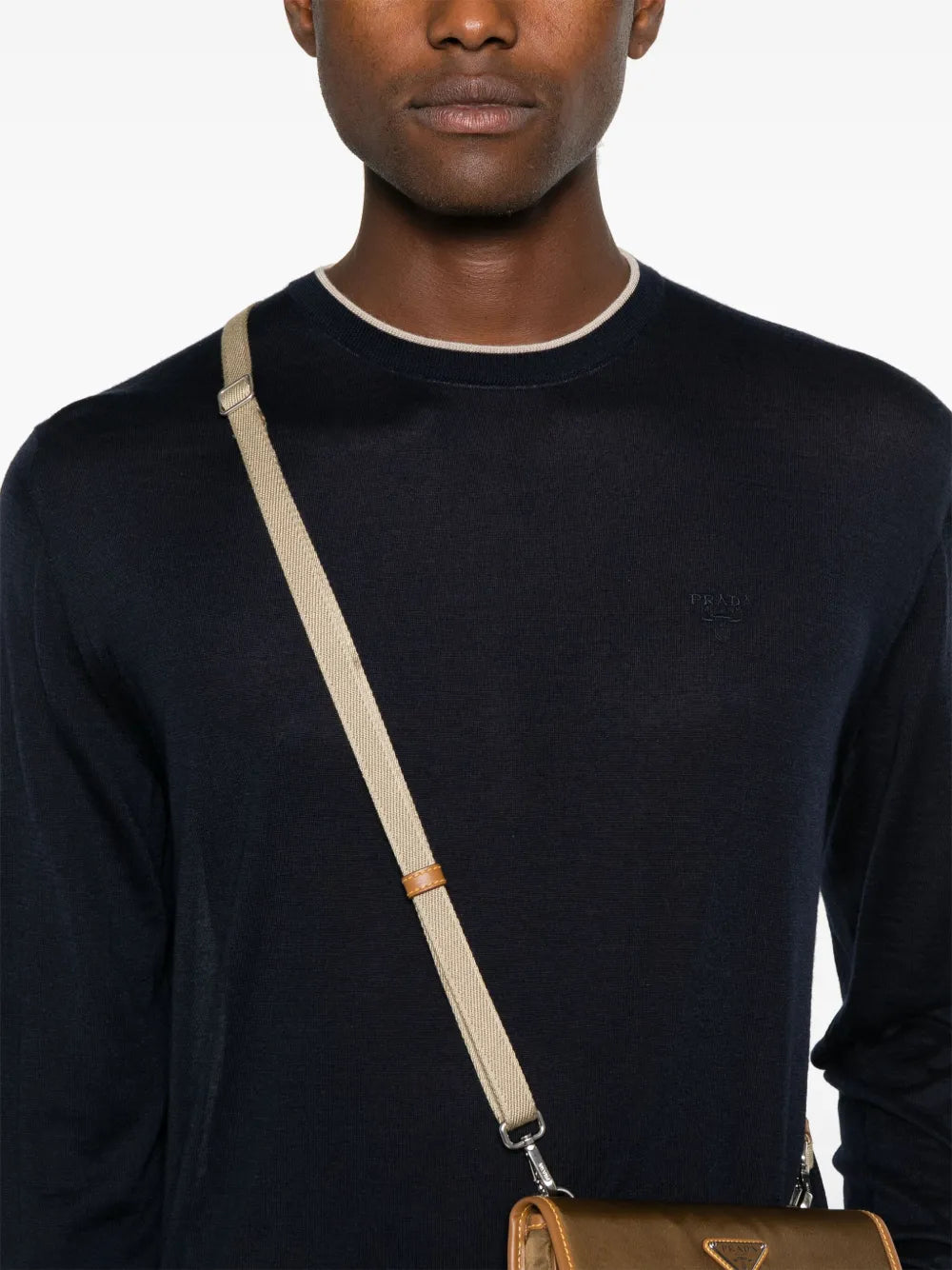 Maille Pull en laine fine Prada Bleu foncé Homme