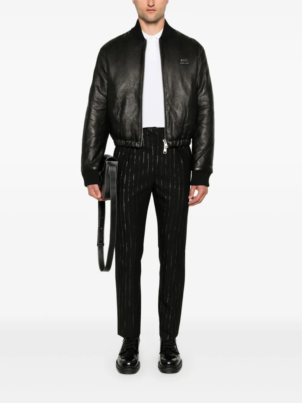 Mäntel Lederjacke Ami PARIS Schwarz Homme