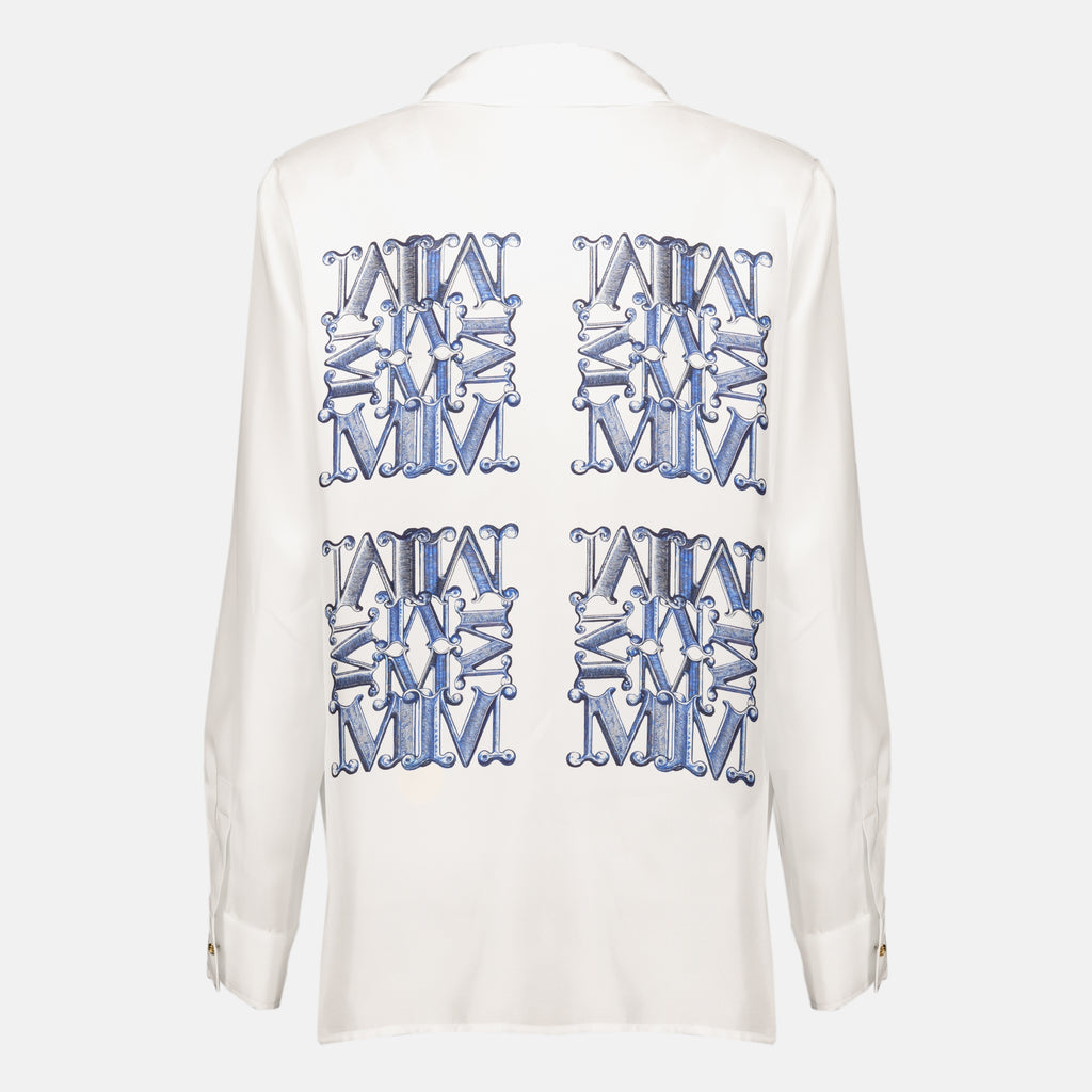 Chemises Weißes Seidenhemd mit Print Max Mara Bleu Femme