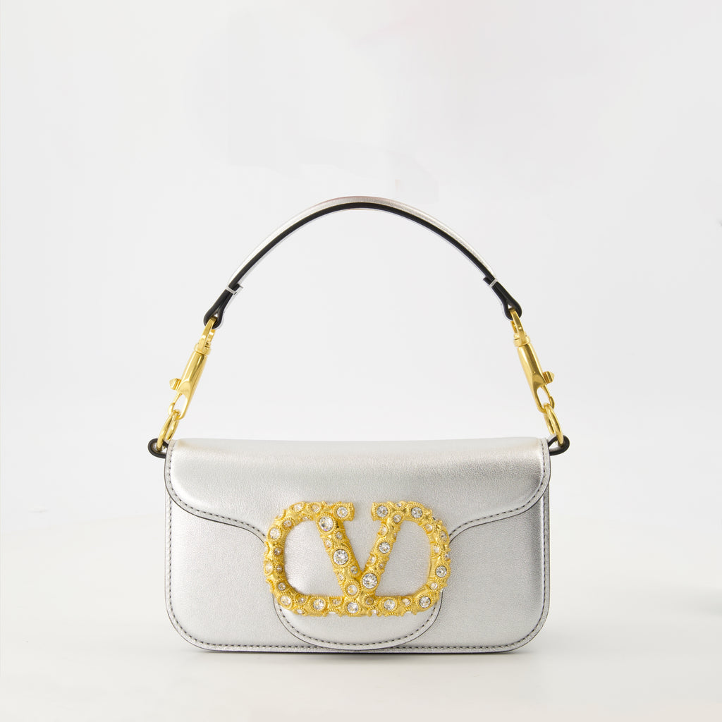 Bolsas de mão e de ombro Saco de Couro Lamé VLogo Valentino Garavani Prata Femme