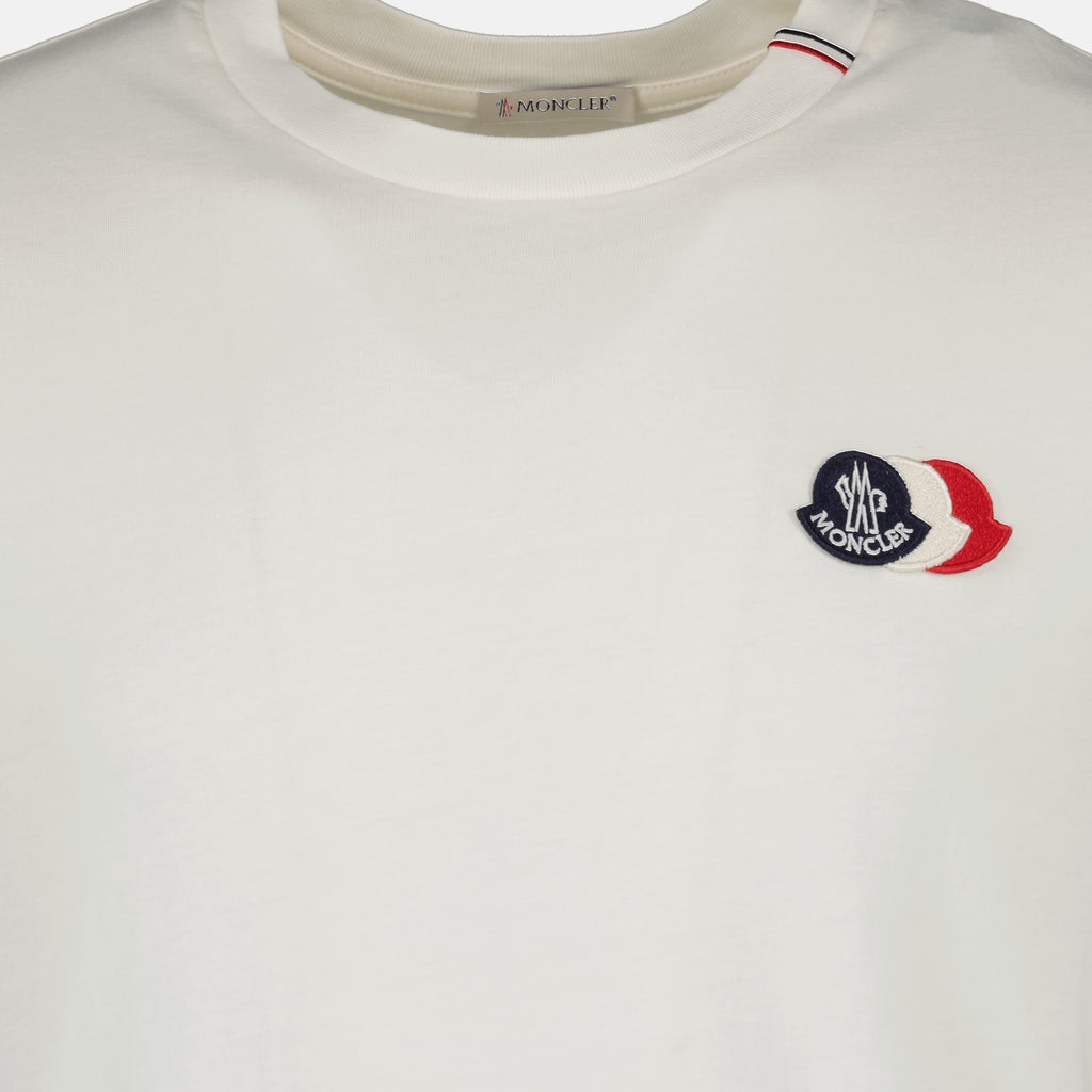 T-shirts Camiseta de algodón blanca con logo tricolor Moncler Blanc Homme