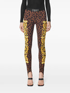 Pantalons Legging fuseau léopard Barocco Versace Marron Femme