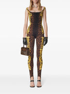 Pantalons Legging fuseau léopard Barocco Versace Marron Femme