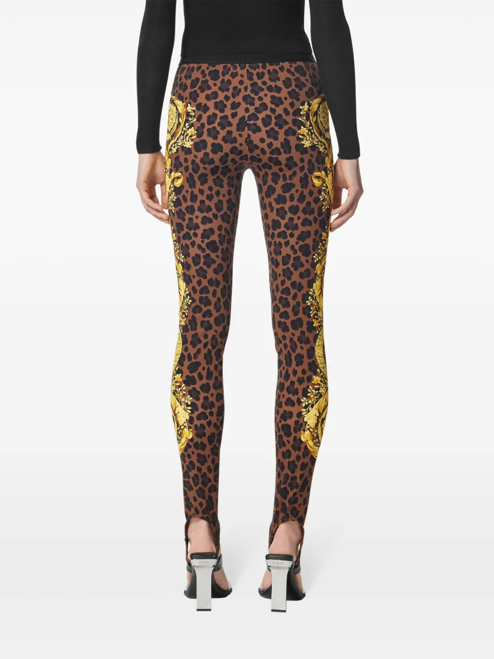 Pantalons Legging fuseau léopard Barocco Versace Marron Femme