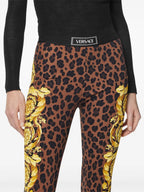 Pantalons Legging fuseau léopard Barocco Versace Marron Femme