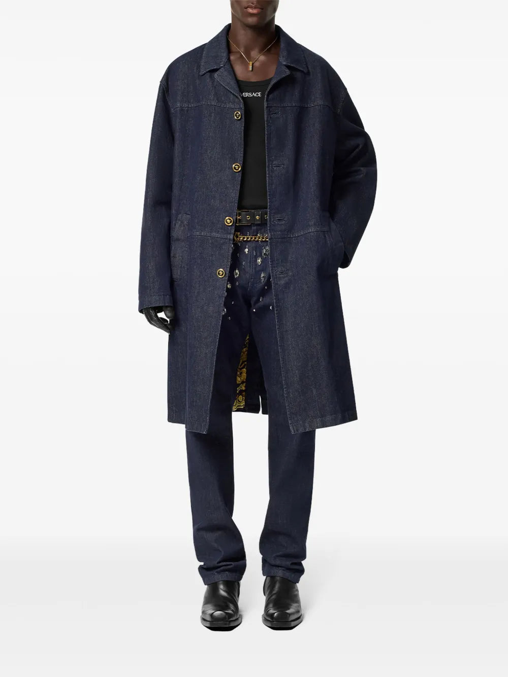 Vestes Manteau en jean brut Versace Bleu foncé Homme