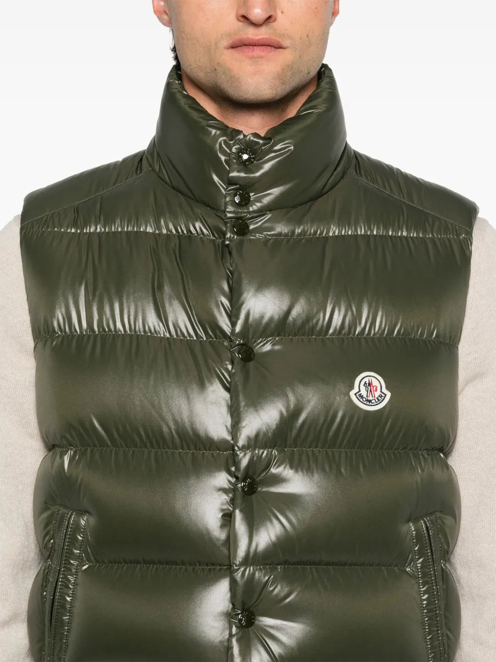 Vestes Doudoune sans manches Tibb Moncler Kaki Homme