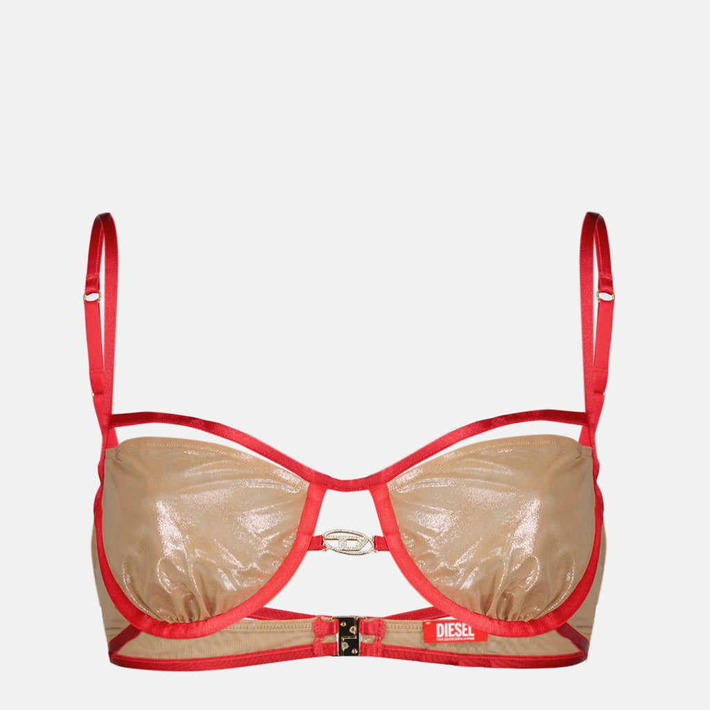 ディーゼルの女性用ゴールドとレッドのシンディ-GFTブラジャーの記事画像 - 2026年春夏シーズン - 正面ビュー