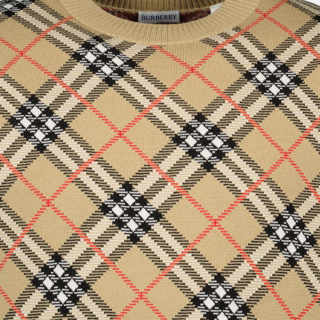 Image de l'article Pull à carreaux Check en laine de la marque Burberry pour Homme - Saison Printemps-Été 2026 - Vue détaillée_1