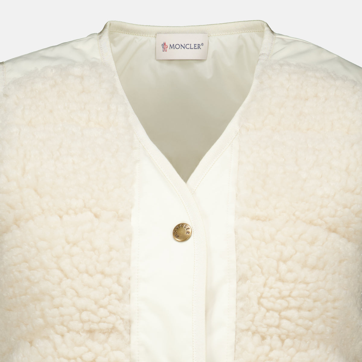 Vestes Gepolsterte Teddy Weste Moncler Beige Femme