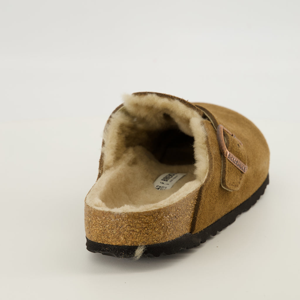 Chaussures ouvertes Mules Boston de Piel de Oveja Marrón Birkenstock Marron Unisexe