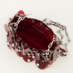 Image of the Sparkle Bag with red sequins and rhinestones by Rabanne for Women - Spring-Summer 2026 - Detailed View_3