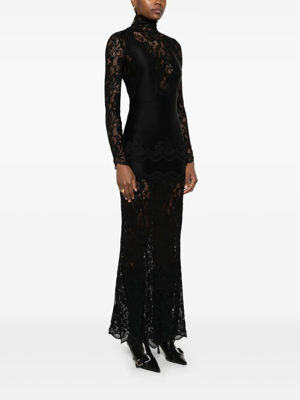 Robes Robe longue en dentelle Rabanne Noir Femme
