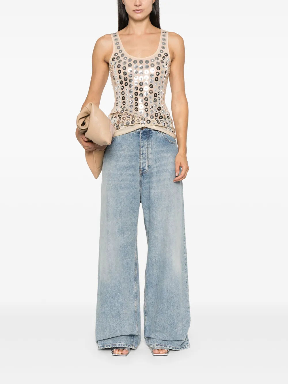 Top Top in Jersey Rabanne Argento Femme