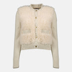 Image de l'article Cardigan en laine et teddy beige de la marque Moncler pour Femme - Saison Automne-Hiver 2025 - Vue de Face