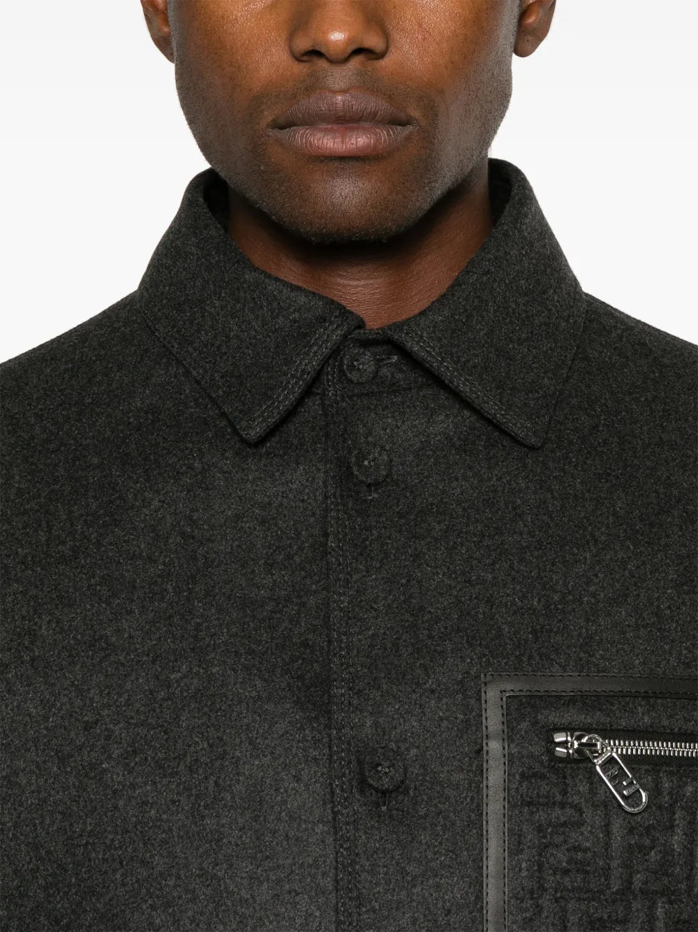 Camicie Giacca Camicia in Lana Fendi Grigio Homme