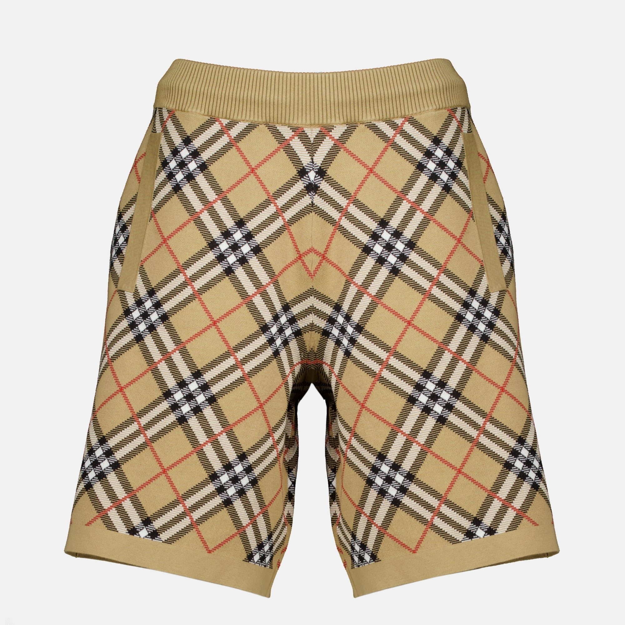 Shorts Short Check in Cotton Burberry Beige Femme