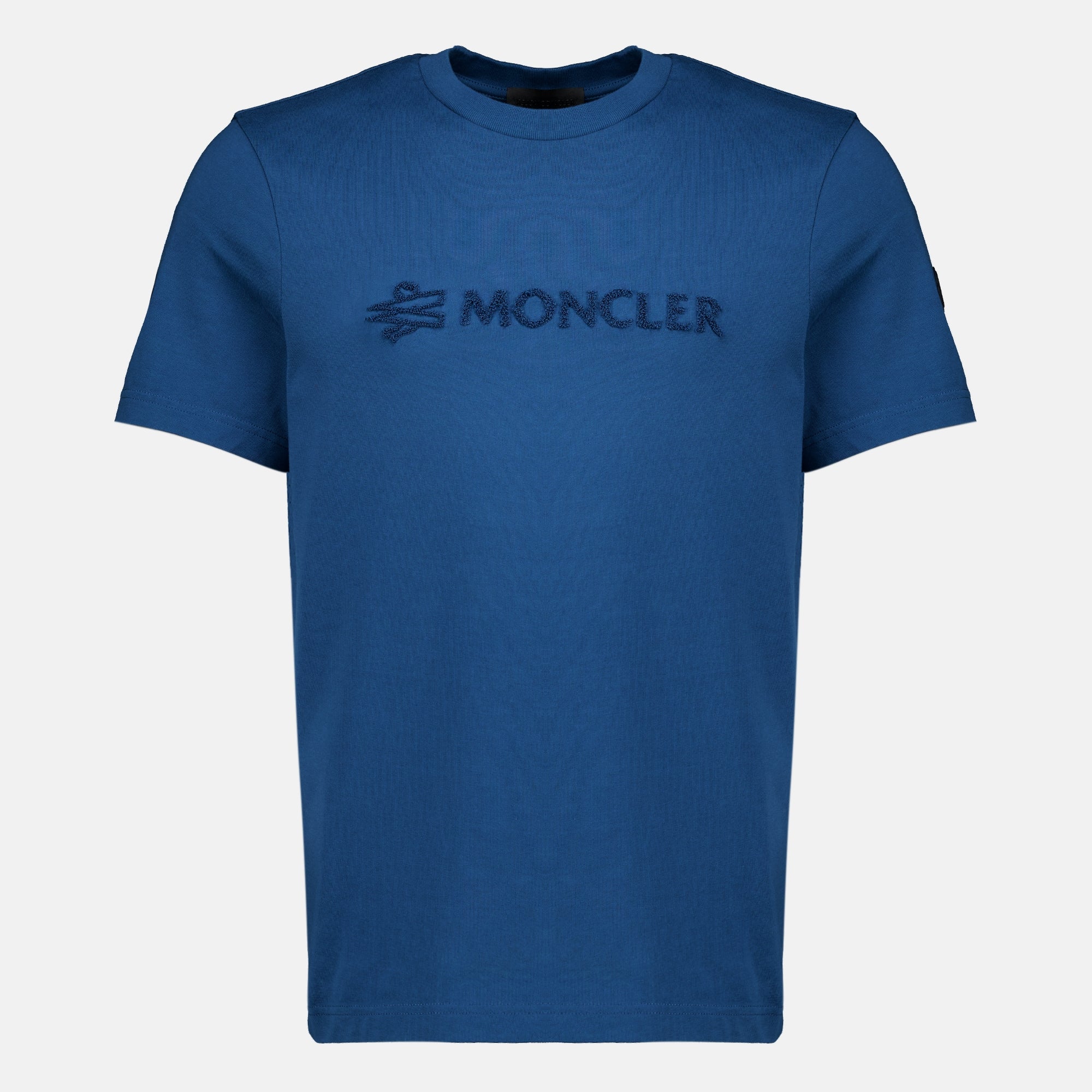 T-shirts T-shirt en coton à logo bleu Moncler Bleu Homme