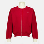 Sweatshirts Giacca in Cotone Rossa con Zip Ami PARIS Rouge Unisexe