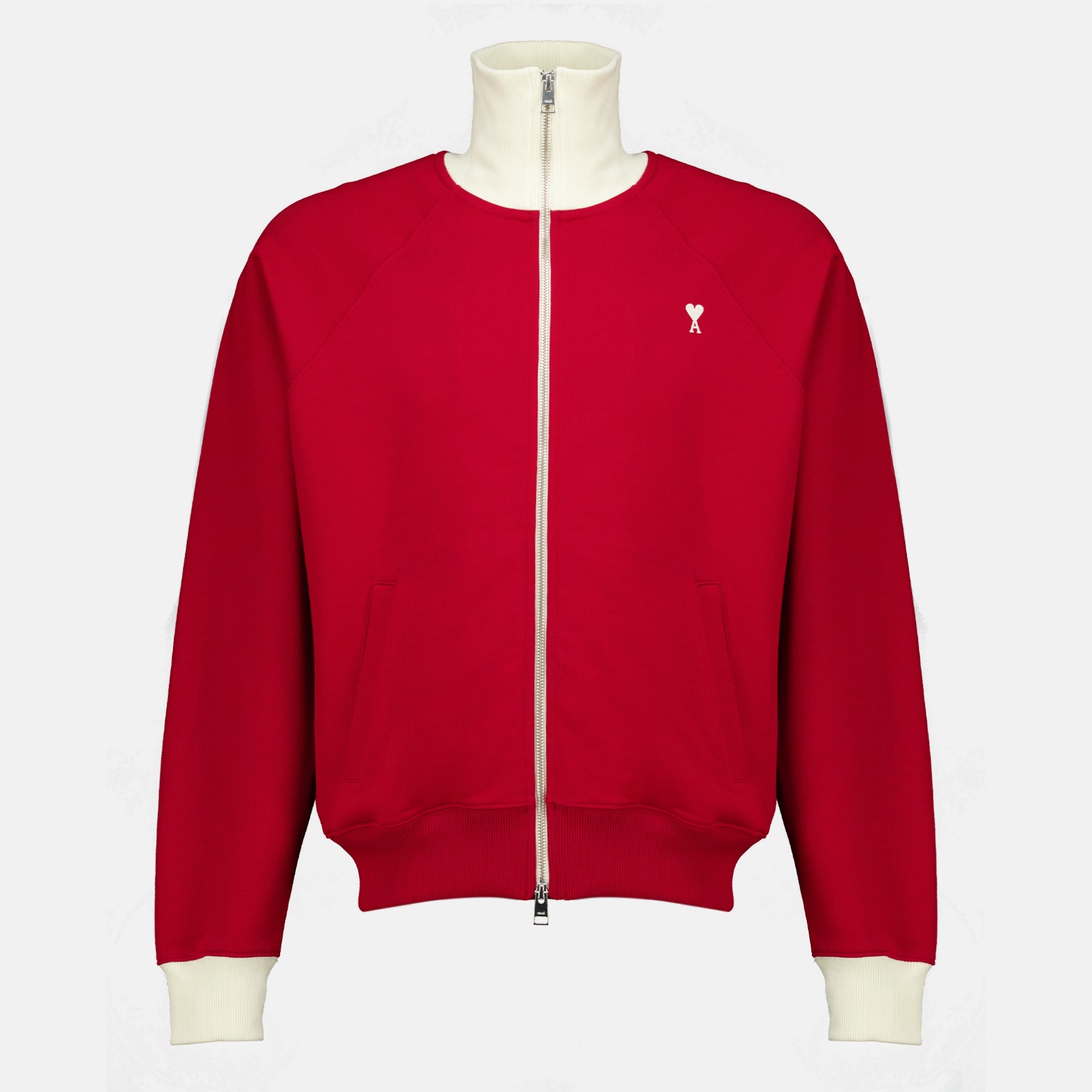 Sweatshirts Chaqueta de Algodón Roja con Cierre Ami PARIS Rouge Unisexe