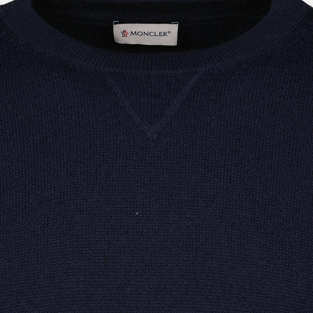 Maille Pull en laine bleu marine Moncler Bleu foncé Homme