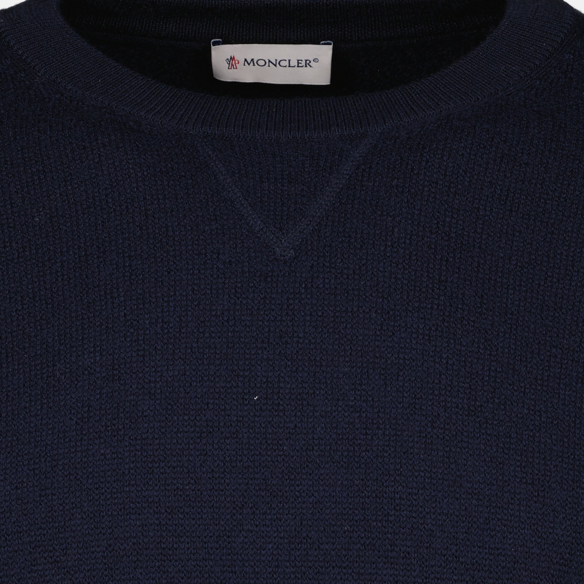 Maille Pull en laine bleu marine Moncler Bleu foncé Homme