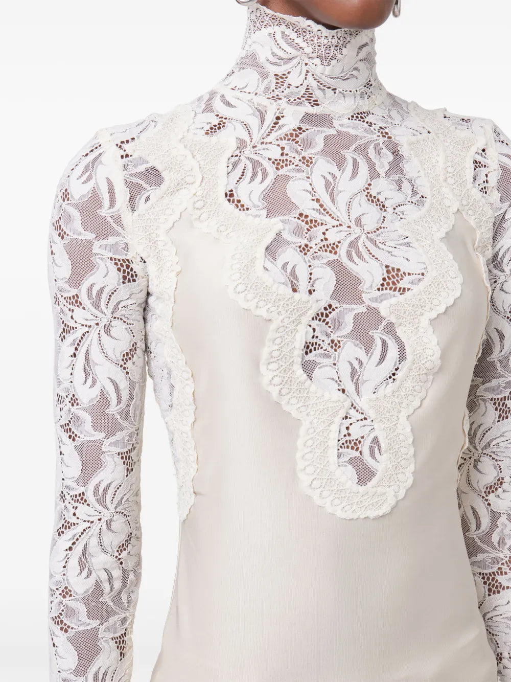 トップス サテンとレースのブラウス Rabanne 白 Femme