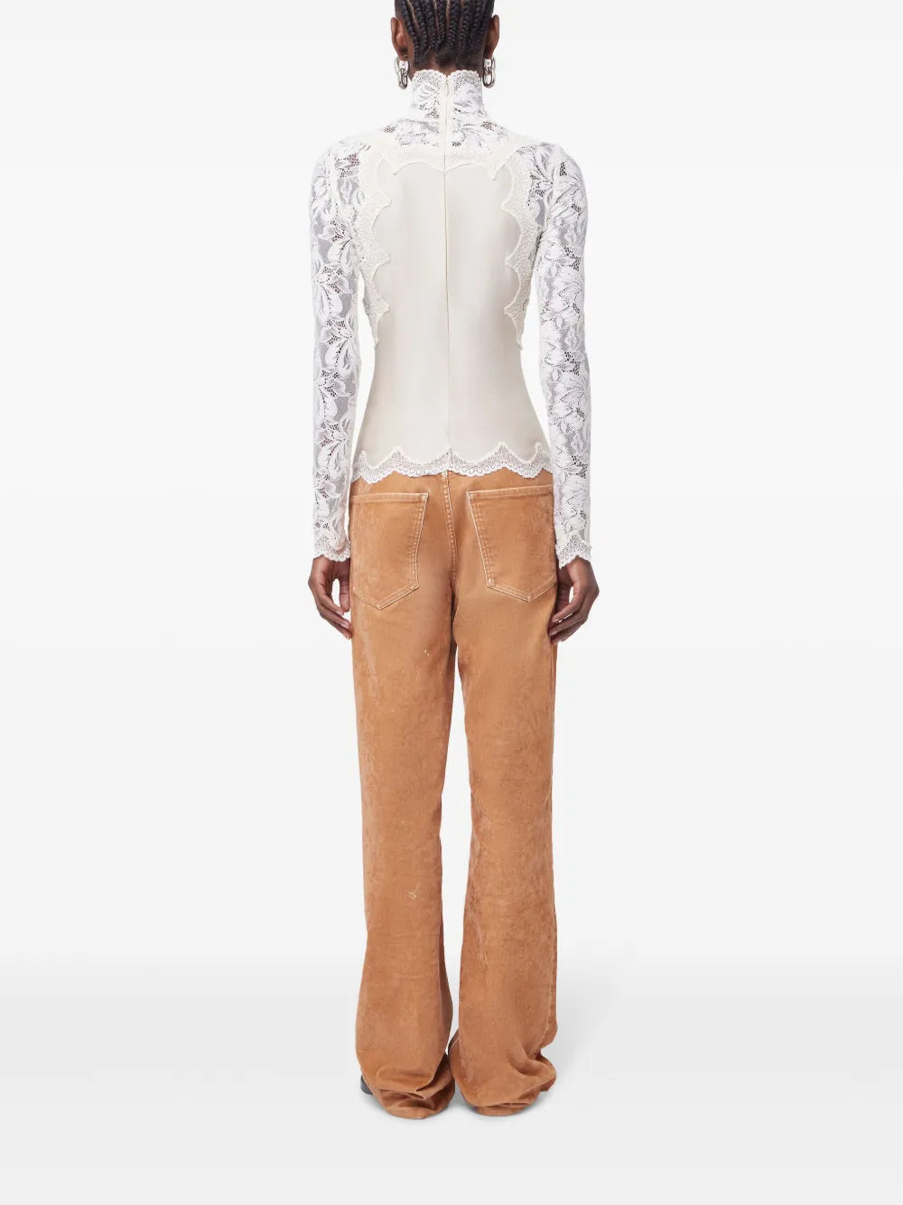 トップス サテンとレースのブラウス Rabanne 白 Femme