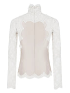 トップス サテンとレースのブラウス Rabanne 白 Femme