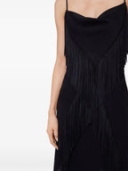 Dresses Fringed Long Dress Rabanne Black Femme