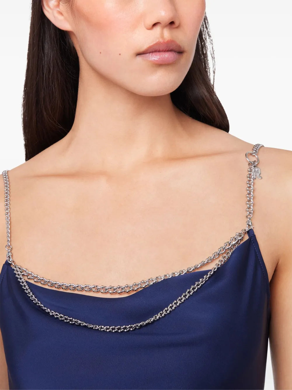 드레스 롱 새틴 드레스 Rabanne 진한 파란색 Femme