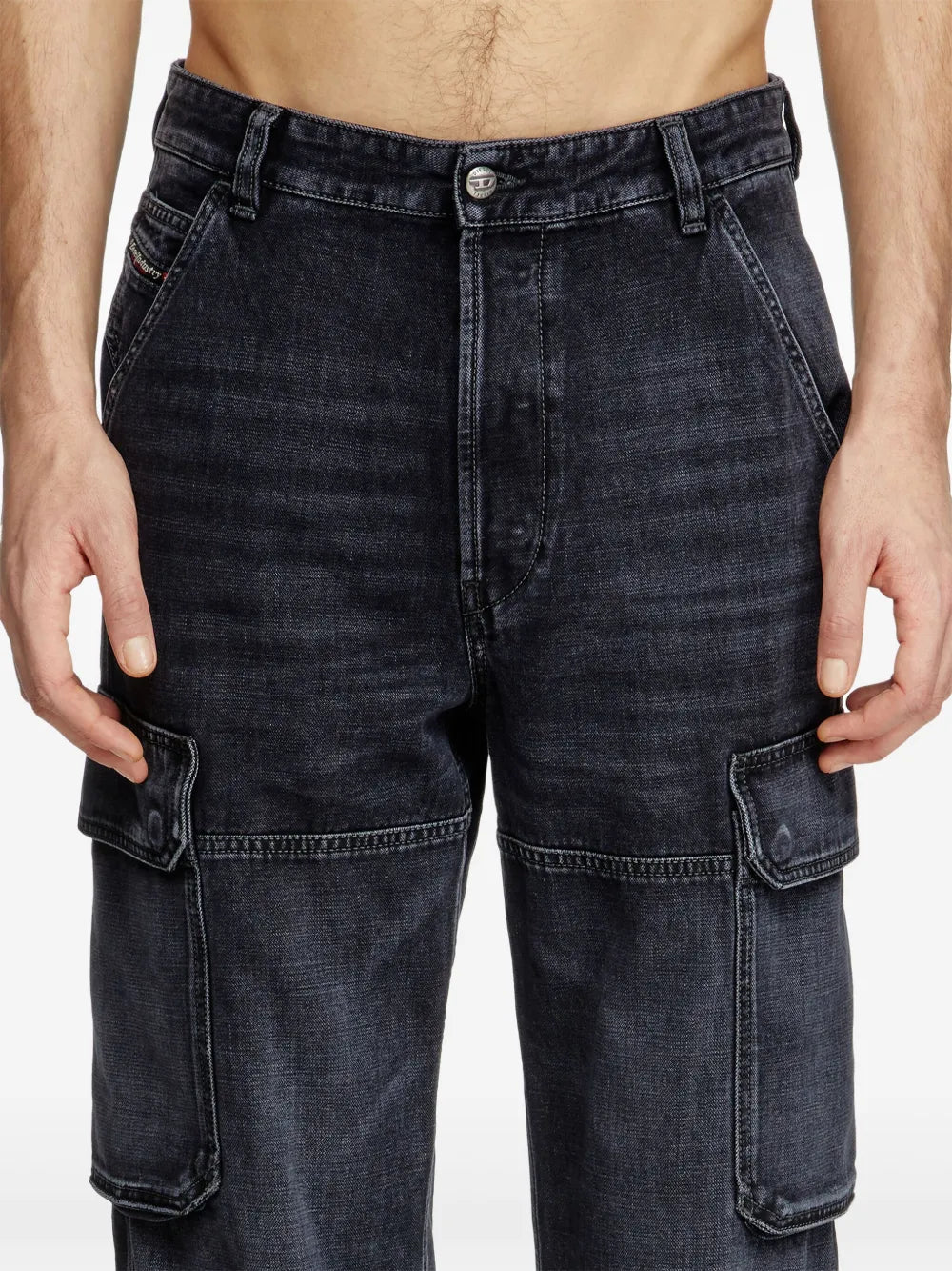 Pantalons Jean Cargo en denim Diesel Noir Homme