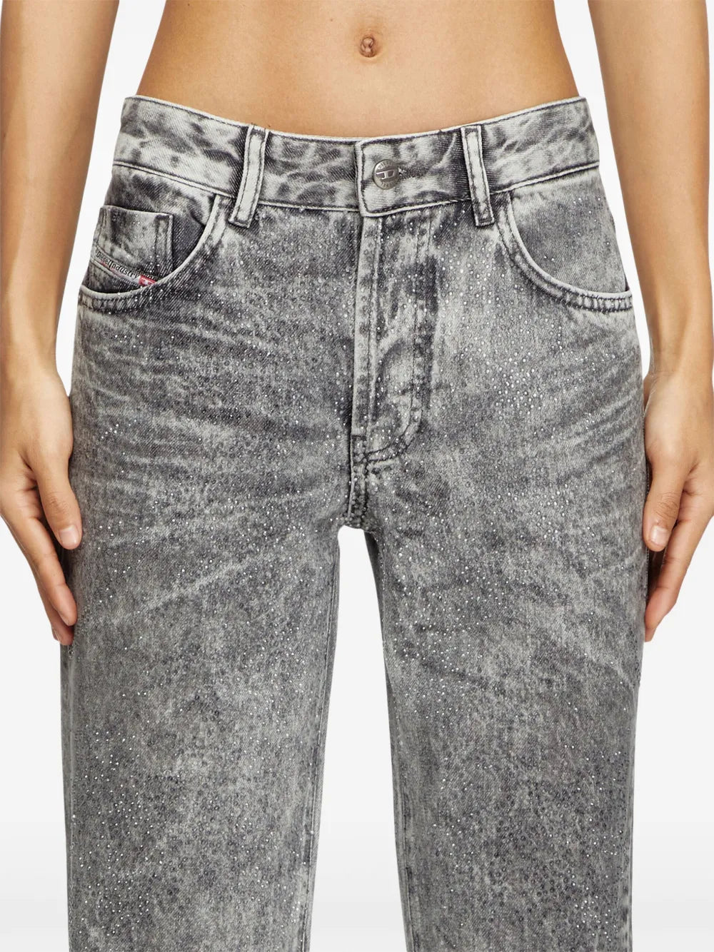 Pantalons Jean à strass 1989 D-Mine Diesel Gris Femme