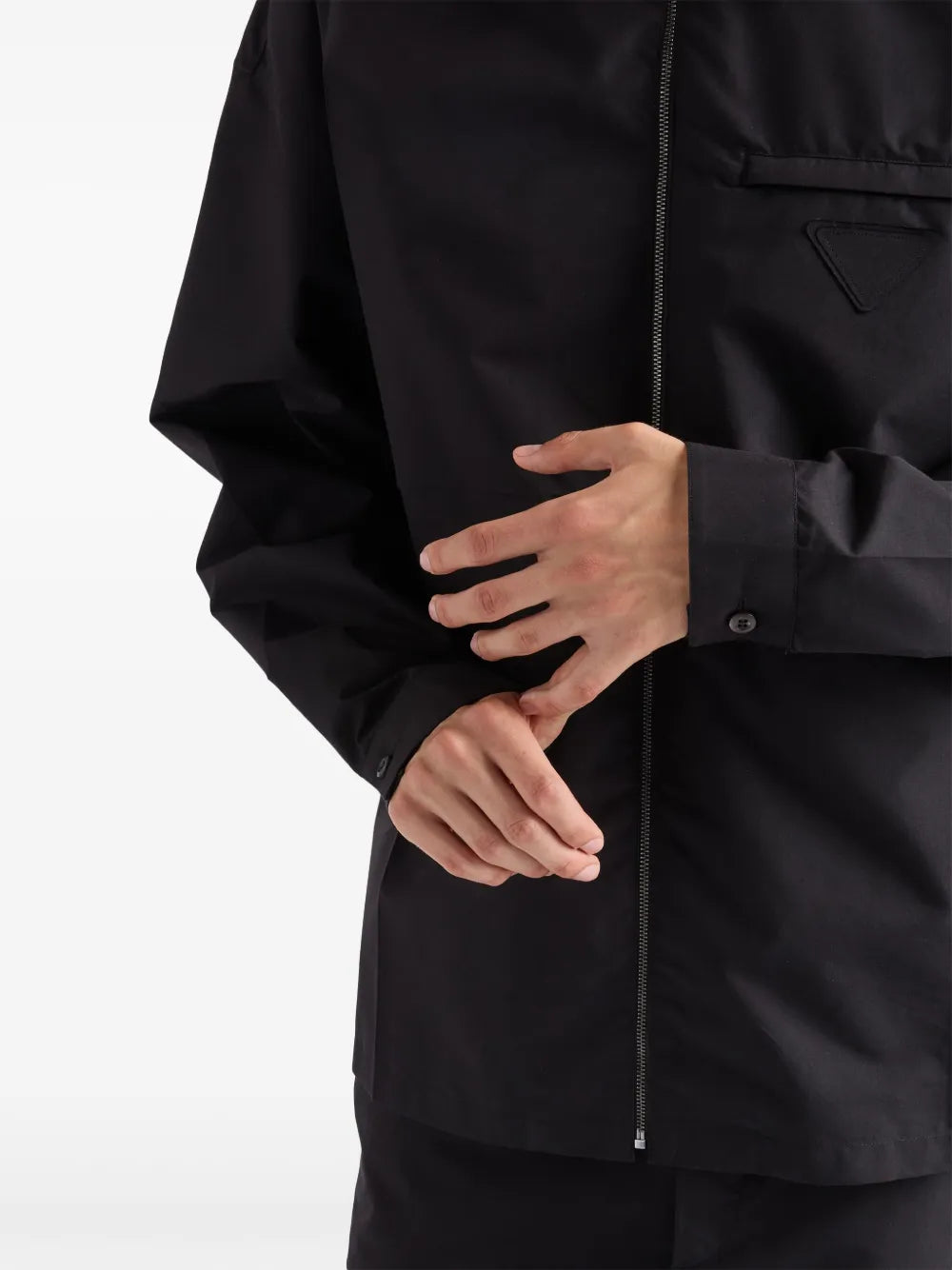 Vestes Chemise en coton technique Prada Noir Homme