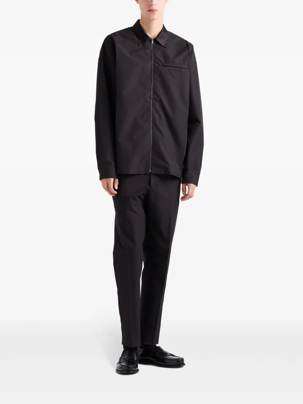 Vestes Chemise en coton technique Prada Noir Homme