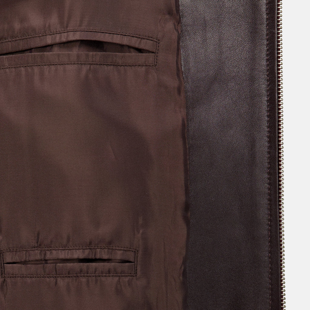 Manteaux Blouson en cuir bordeaux Ami PARIS Bordeaux Homme
