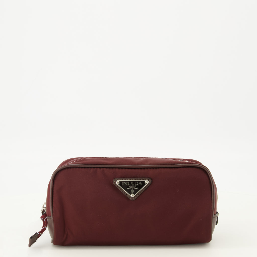 Pochettes SpeedRock Burgundy Pouch in Re-Nylon and Leather Prada Bordeaux Homme